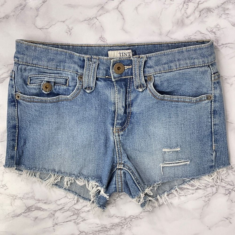 Tilt Blue Custom Cutoff Denim Jean Shorts 4